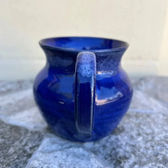 LATHAM'S POTTERY Seagrove NC Cobalt Blue Glazed 4" Mug Signed BRUCE LATHAM '99 - Picture 2 of 13